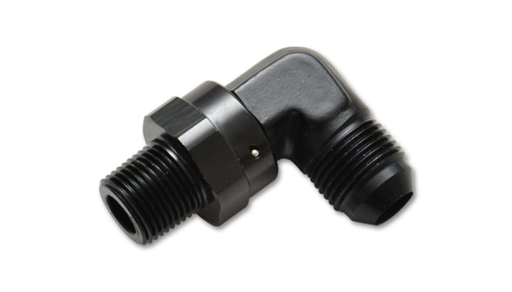 Vibrant -4AN to 1/4in NPT Male Swivel 90 Degree Adapter Fitting - Bull Strap