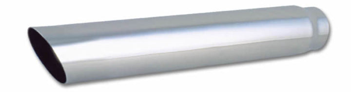 Vibrant 4in Round SS Truck/SUV Exhaust Tip (Single Wall Angle Cut) - 3in inlet 20in long - Bull Strap