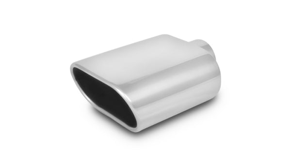 Vibrant 5.5in x 3in Oval SS Exhaust Tip (Single Wall Angle Cut Rolled Edge) - Bull Strap