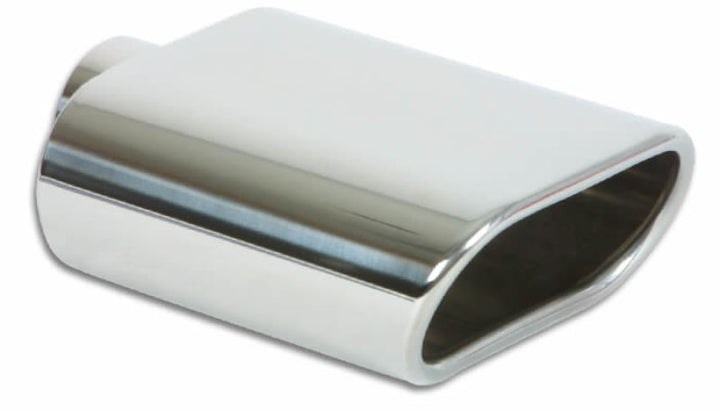 Vibrant 5.5in x 3in Oval SS Exhaust Tip (Single Wall Angle Cut Rolled Edge) - Bull Strap