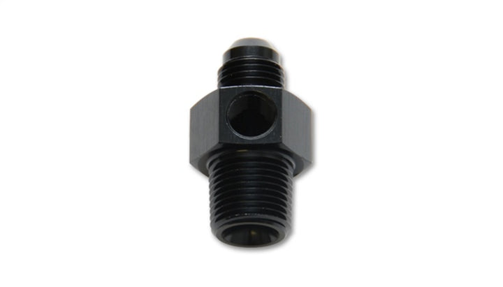 Vibrant -6AN Male to 3/8in NPT Male Union Adapter Fitting w/ 1/8in NPT Port - Bull Strap