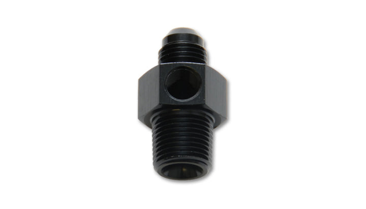 Vibrant -6AN Male to 3/8in NPT Male Union Adapter Fitting w/ 1/8in NPT Port - Bull Strap