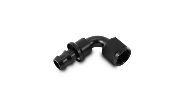 Vibrant -6AN Push-On 90 Deg Hose End Fitting - Aluminum - Bull Strap