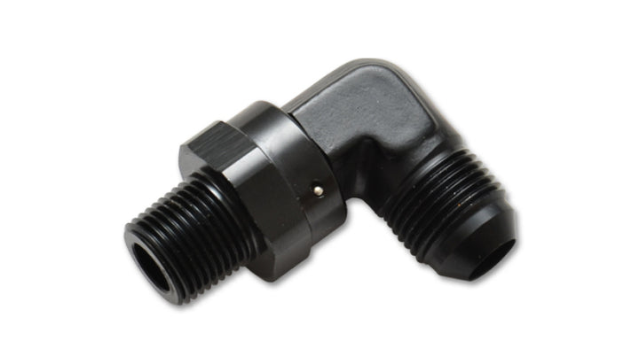 Vibrant -6AN to 1/4in NPT Male Swivel 90 Degree Adapter Fitting - Bull Strap