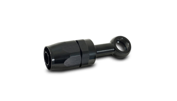 Vibrant -8AN Banjo Hose End Fitting for use with M12 or 7/16in Banjo Bolt - Aluminum Black - Bull Strap
