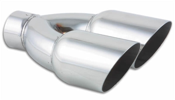 Vibrant Dual 3.5in Round SS Exhaust Tip (Single Wall Angle Cut) - Bull Strap