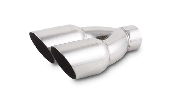 Vibrant Dual 3.5in Round SS Exhaust Tip (Single Wall Angle Cut) - Bull Strap