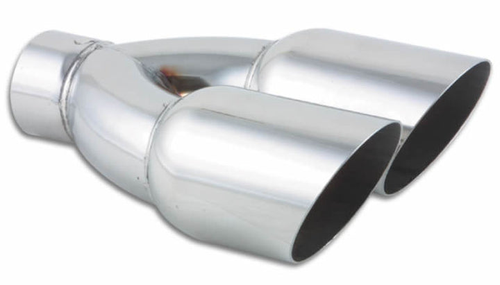 Vibrant Dual 3.5in Round SS Exhaust Tip (Single Wall Angle Cut) - Bull Strap