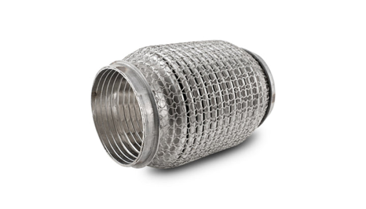 Vibrant SS Flex Coupling w/ Interlock Liner and Mesh Braid 3in Inlet/Outlet x 6in long - Bull Strap