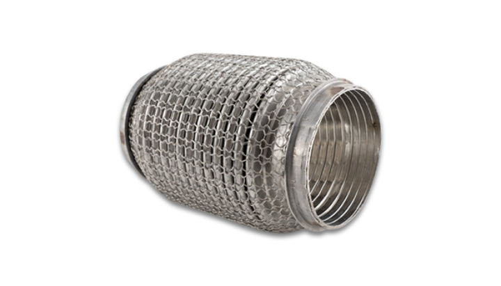Vibrant SS Flex Coupling w/ Interlock Liner and Mesh Braid 3in Inlet/Outlet x 6in long - Bull Strap