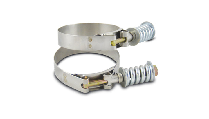 Vibrant SS T-Bolt Clamps Pack of 2 Size Range: 2.46in to 2.76in OD For use w/ 2.25in ID Coupling - Bull Strap