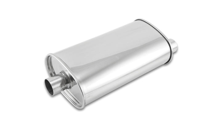 Vibrant StreetPower Oval Muffler - 2in Inlet/Dual Outlet (Center In - Offset Out) - Bull Strap