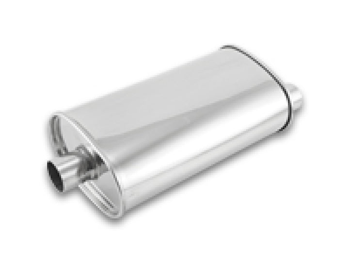 Vibrant StreetPower Oval Muffler - 2in Inlet/Dual Outlet (Center In - Offset Out) - Bull Strap