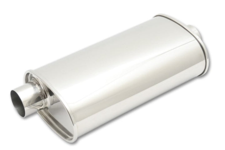 Vibrant StreetPower Oval Muffler 3.50in Inlet/Outlet (Offset-Center) - Bull Strap