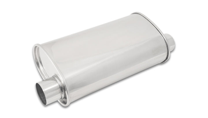 Vibrant StreetPower Oval Muffler 5in x 9in x 15in - 2.5in inlet/outlet (Offset-Offset Same Side) - Bull Strap