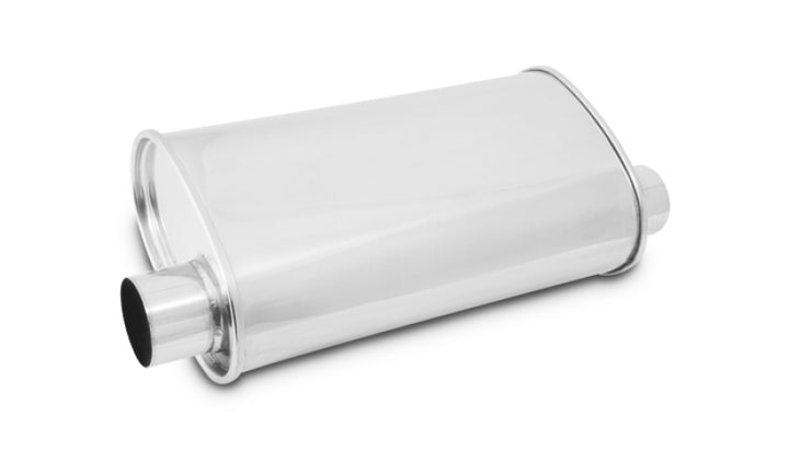 Vibrant StreetPower Oval Muffler 5in x 9in x 15in - 2.5in inlet/outlet (Offset-Offset Same Side) - Bull Strap