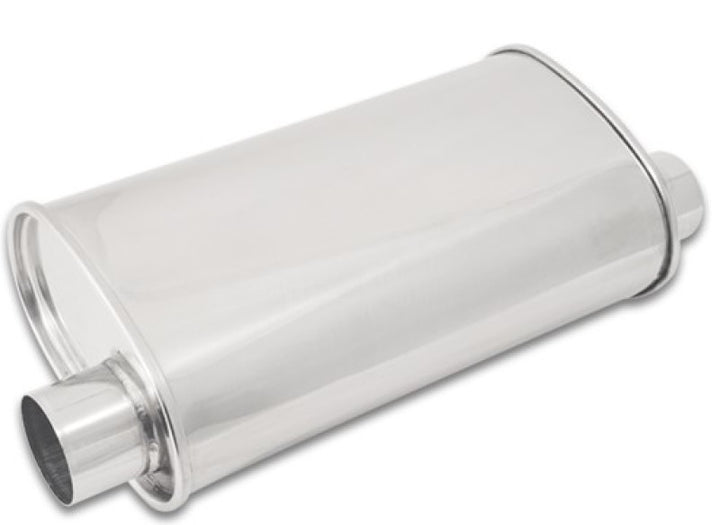 Vibrant StreetPower Oval Muffler 5in x 9in x 15in - 2.5in inlet/outlet (Offset-Offset Same Side) - Bull Strap