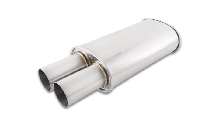 Vibrant Streetpower Oval Muffler w/3.00in Round Straight Cut Tip (2.50in Inlet) - Bull Strap