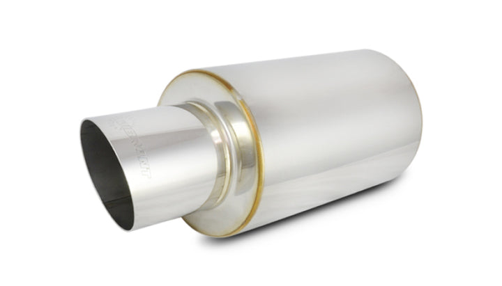 Vibrant TPV Turbo Round Muffler (17in Long) with 4in Round Tip Angle Cut - 3in inlet I.D. - Bull Strap