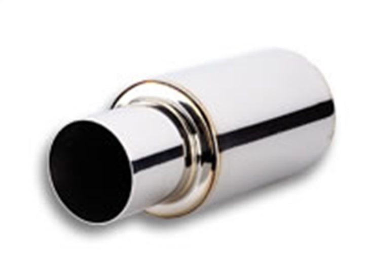 Vibrant TPV Turbo Round Muffler (17in Long) with 4in Round Tip Straight Cut - 3in inlet I.D. - Bull Strap