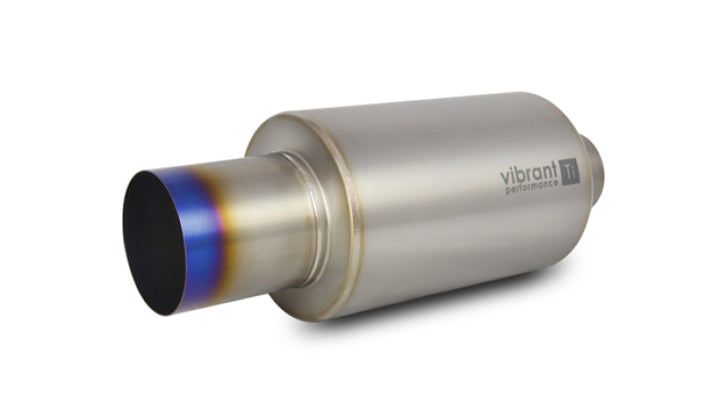 Vibrant Titanium Muffler w/Straight Cut Burnt Tip 3in. Inlet / 3in. Outlet - Bull Strap