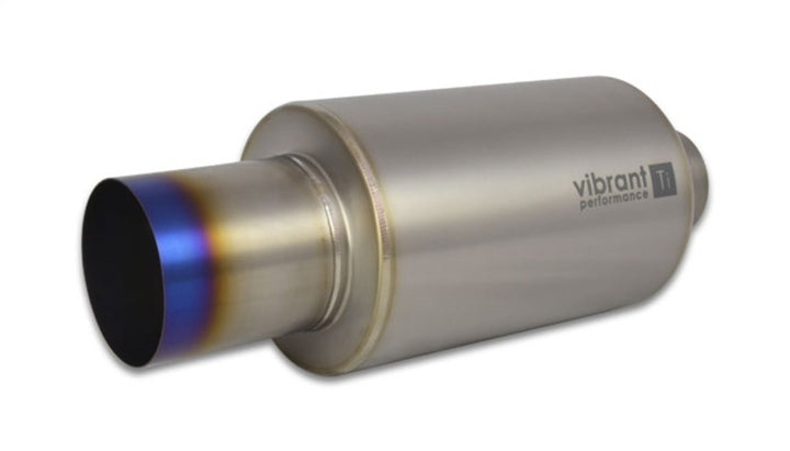 Vibrant Titanium Muffler w/Straight Cut Burnt Tip 3in. Inlet / 3in. Outlet - Bull Strap