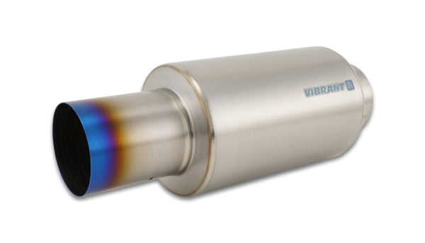 Vibrant Titanium Muffler w/Straight Cut Burnt Tip 4in Inlet / 4in Outlet - Bull Strap
