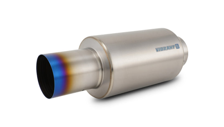 Vibrant Titanium Muffler w/Straight Cut Burnt Tip 4in Inlet / 4in Outlet - Bull Strap
