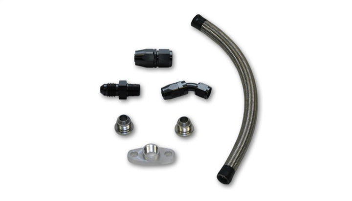 Vibrant Univ Oil Drain Kit incl 12in Teflon lined S.S. hose Fitting - Bull Strap