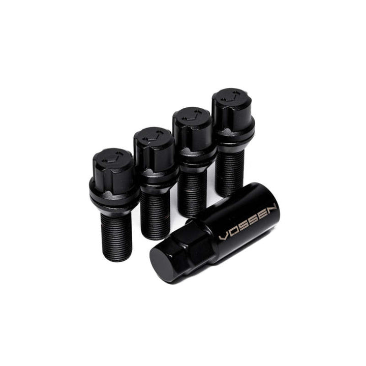 Vossen 30mm Lock Bolt - 14x1.25 - 17mm Hex - Cone Seat - Black (Set of 4) - Bull Strap