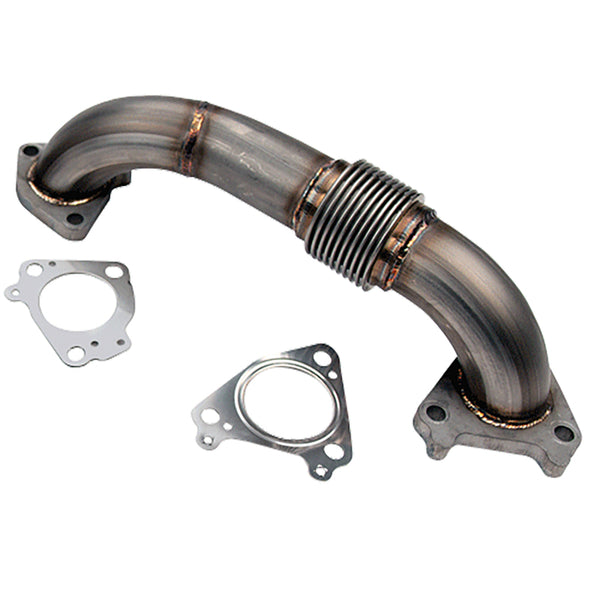 Wehrli 01-04 Chevrolet 6.6L Duramax LB7 2in Stainless Passenger Side Up Pipe w/Gaskets (Twin Turbo) - Bull Strap