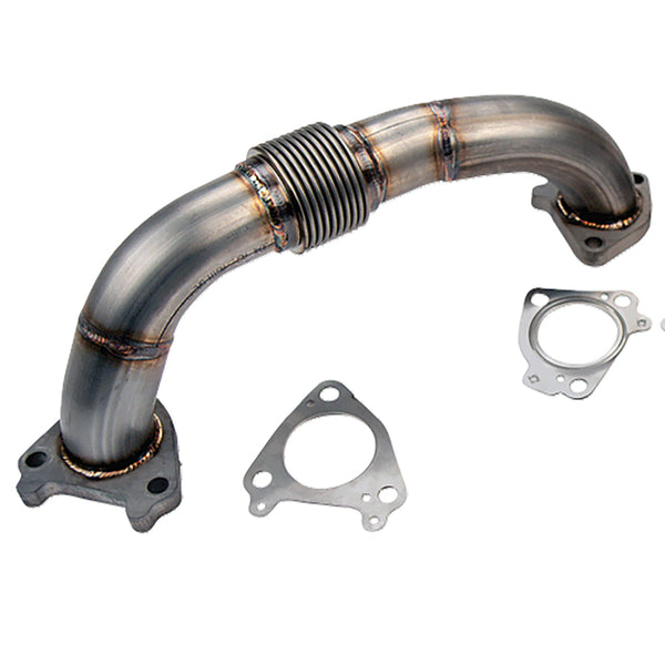 Wehrli 01-16 Chevrolet 6.6L Duramax 2in Stainless Driver Side Up Pipe w/Gaskets (Single/Twin Turbo) - Bull Strap