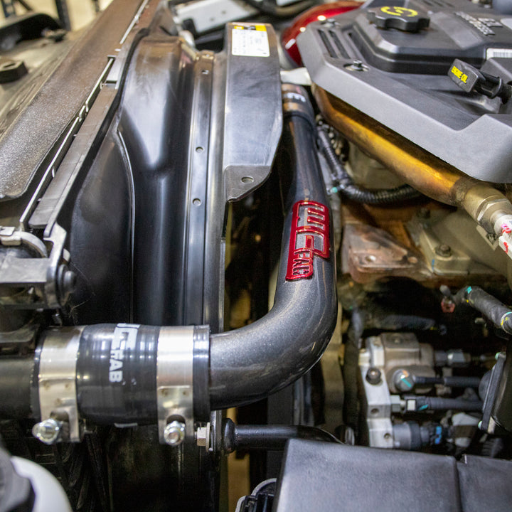 Wehrli 10-18 Dodge 6.7L Cummins (Non 13-15 w/Dual Rads/Twin CP3) Upper Coolant Pipe - Bengal Red - Bull Strap