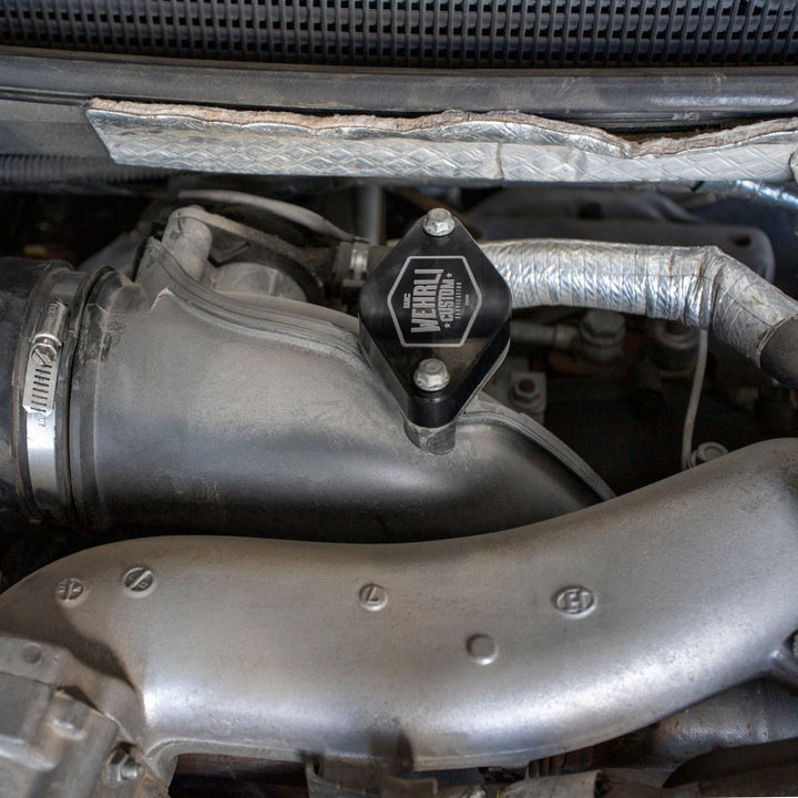 Wehrli 11-16 Chevrolet 6.6L LML Duramax Turbo Resonator Billet Block Off Plate - Bull Strap