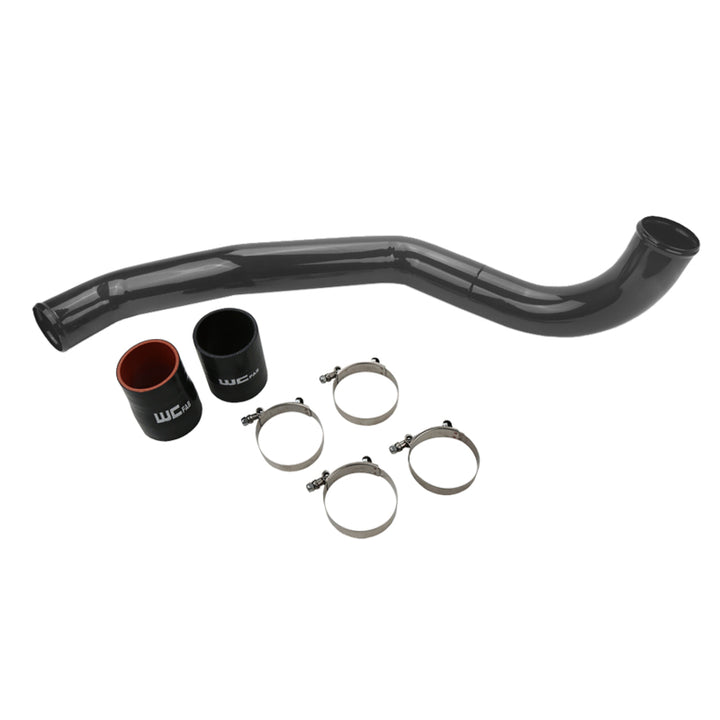 Wehrli 17-19 Chevrolet 6.6L L5P Duramax Driver Side 3in Intercooler Pipe - Gloss Black - Bull Strap