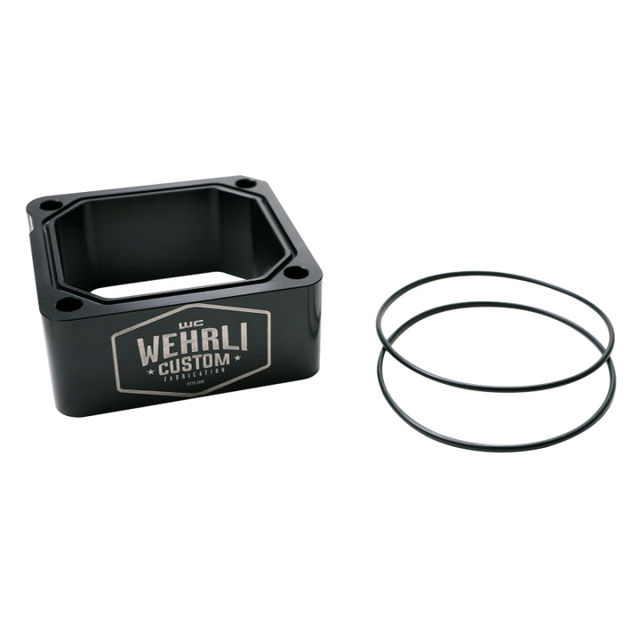 Wehrli 98.5-07 Dodge 5.9L Cummins Billet Intake Spacer Kit - Black Anodized & Engraved Finish - Bull Strap