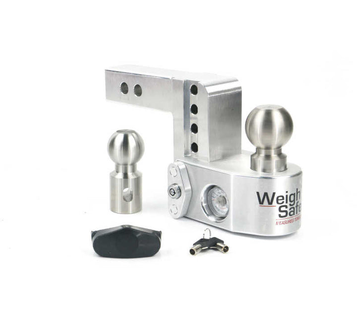 Weigh Safe 4in Drop Hitch w/Built-In Scale & 2in Shank (10K/12.5K GTWR) - Aluminum - Bull Strap