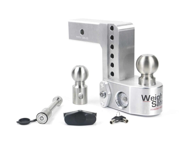 Weigh Safe 6in Drop Hitch w/Built-in Scale & 2.5in Shank (10K/18.5K GTWR) w/WS05 - Aluminum - Bull Strap