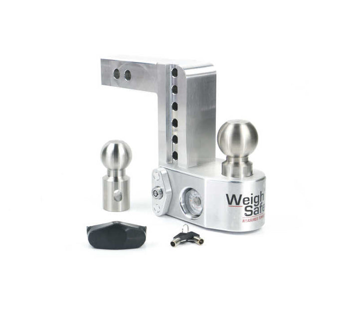 Weigh Safe 6in Drop Hitch w/Built-in Scale & 2in Shank (10K/12.5K GTWR) - Aluminum - Bull Strap
