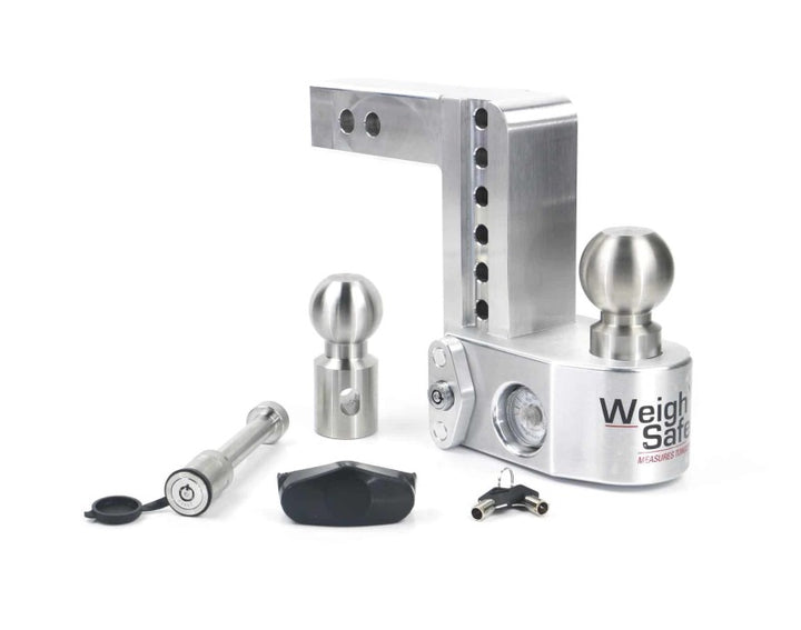 Weigh Safe 6in Drop Hitch w/Built-in Scale & 2in Shank (10K/12.5K GTWR) w/WS05 - Aluminum - Bull Strap