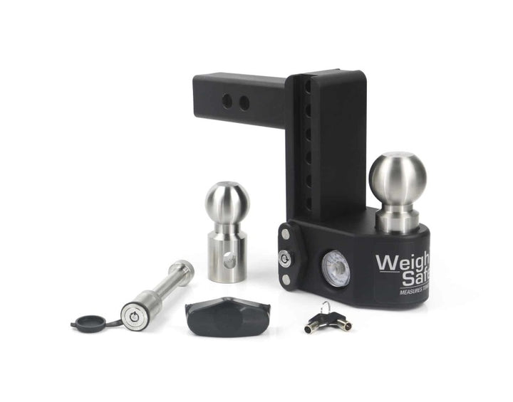 Weigh Safe 6in Drop Hitch w/Built-in Scale & 2in Shank (10K/15K GTWR) w/WS05 - Steel - Bull Strap