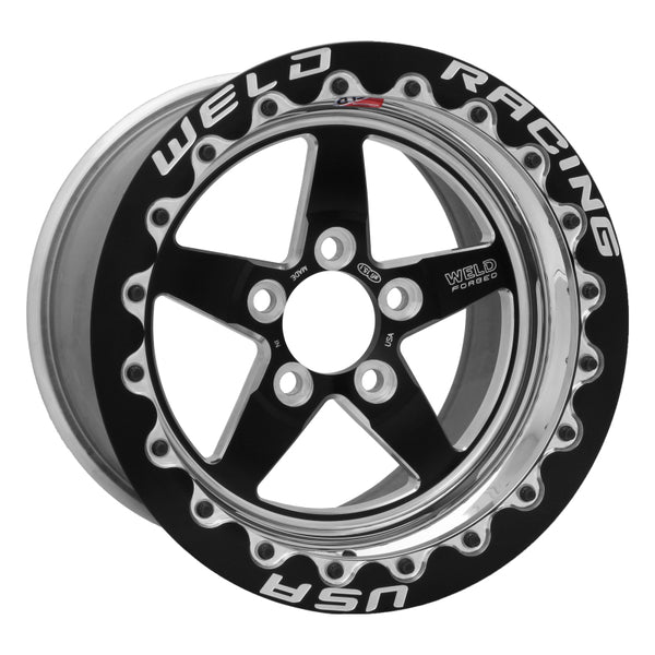 Weld S71 15x10.33 / 5x4.5 BP / 7.5in. BS Black Wheel (Medium Pad) - Black Single Beadlock MT - Bull Strap