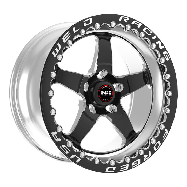 Weld S71 15x10.33 / 5x4.5 BP / 7.5in. BS Black Wheel (Medium Pad) - Black Single Beadlock MT - Bull Strap