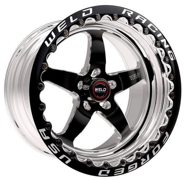 Weld S71 17x11 / 5x115mm BP / 5.8in. BS Black Wheel (Medium Pad) - Black Single Beadlock MT - Bull Strap