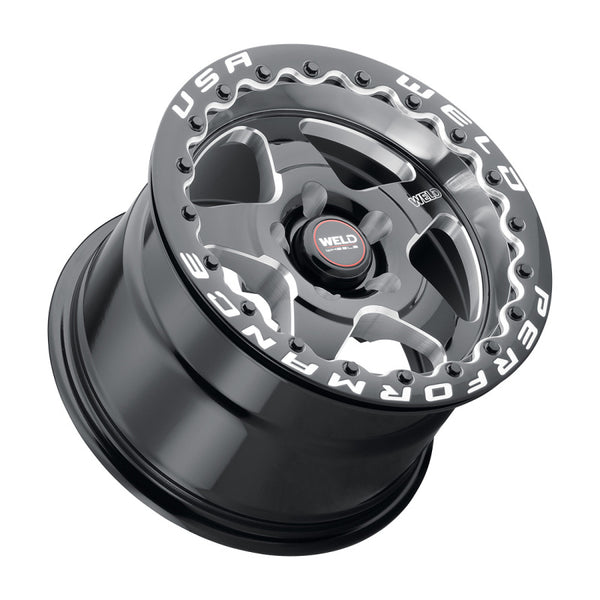 Weld S904 15x10 Ventura Beadlock 5x114.3 ET51 BS7.50 Gloss BLK MIL DIA 78.1 - Bull Strap