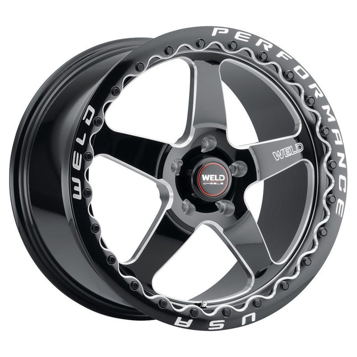 Weld S904 17x11 Ventura Beadlock 5x120.65 ET43 BS7.75 Gloss BLK MIL DIA 78.1 - Bull Strap