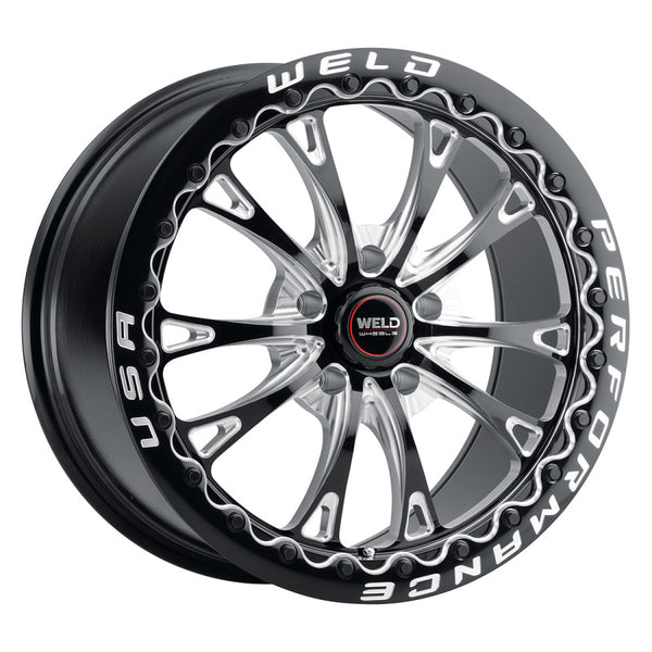 Weld S908 18X10 Belmont Drag Beadlock 5X114.3 ET30 BS6.70 Gloss Black MIL Dia 78.1 - Bull Strap