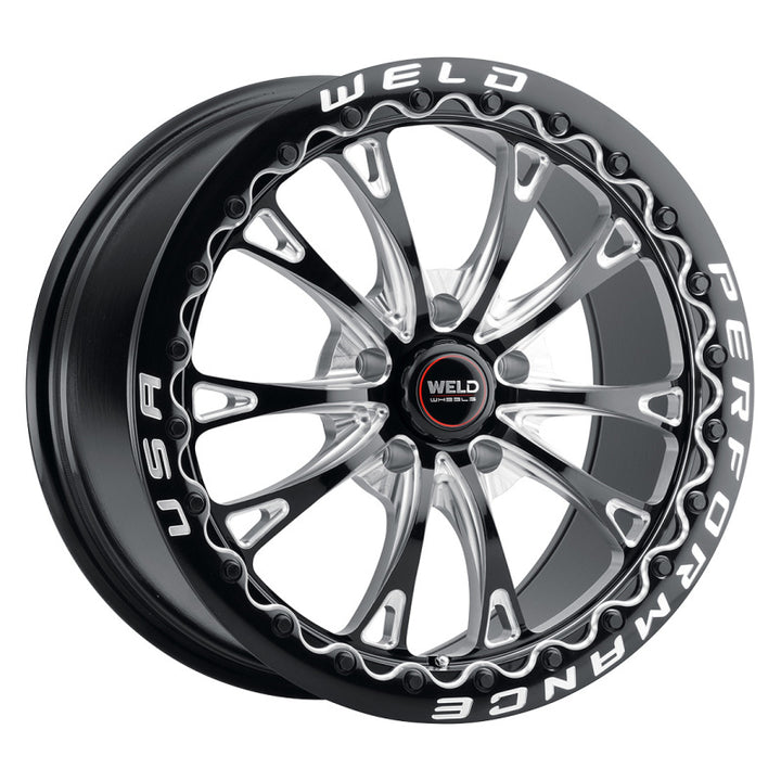 Weld S908 18X10 Belmont Drag Beadlock 5X114.3 ET30 BS6.70 Gloss Black MIL Dia 78.1 - Bull Strap
