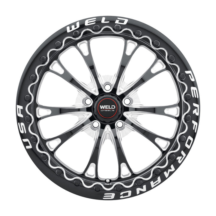 Weld S908 18X10 Belmont Drag Beadlock 5X114.3 ET30 BS6.70 Gloss Black MIL Dia 78.1 - Bull Strap