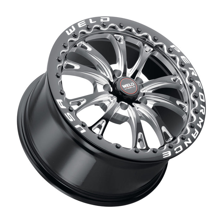 Weld S908 18X10 Belmont Drag Beadlock 5X114.3 ET30 BS6.70 Gloss Black MIL Dia 78.1 - Bull Strap